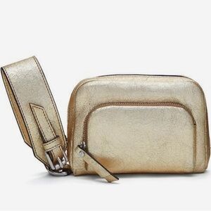 Banana Republic Gold Leather Double-Zip Wristlet NWOT